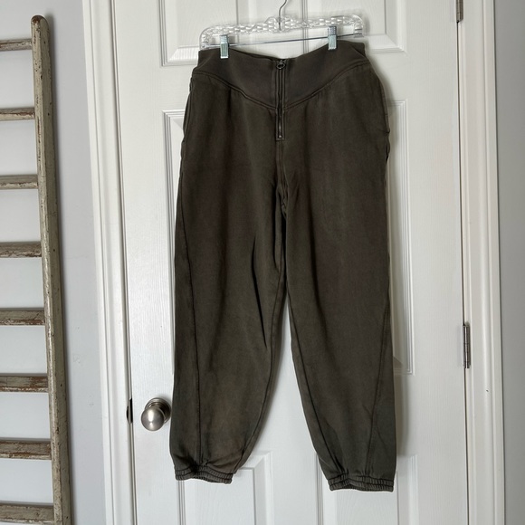 Aerie Green Sweat Pants Zip Up Size XL - Picture 3 of 9